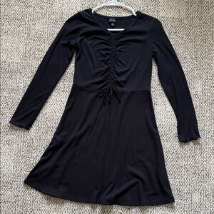 Art Class Elegant Black Ruched Long Sleeve Dress